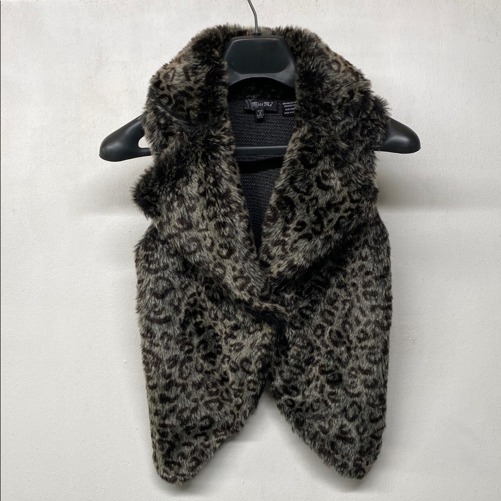 Miss me faux fur Leopard vest small Y2K